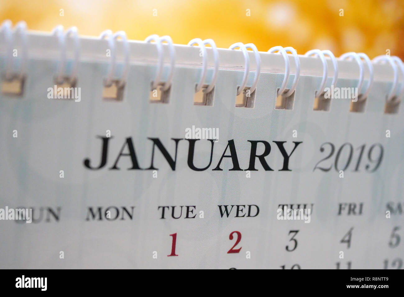 Close up calendar of January 2019 Stock Photo
