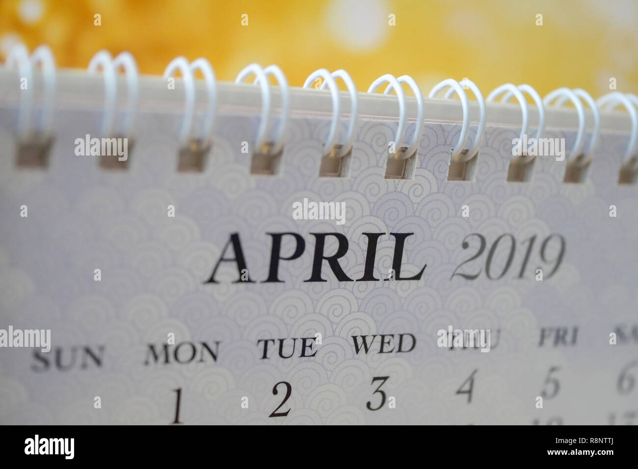 Close up calendar of April 2019 Stock Photo