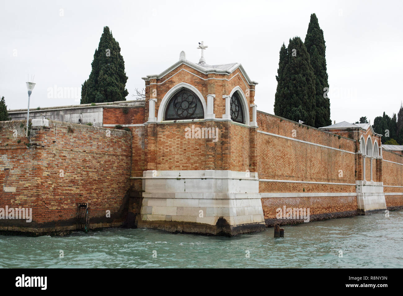 Brick wall of San Michele Cemetery (Cimitero di San Michele) on San