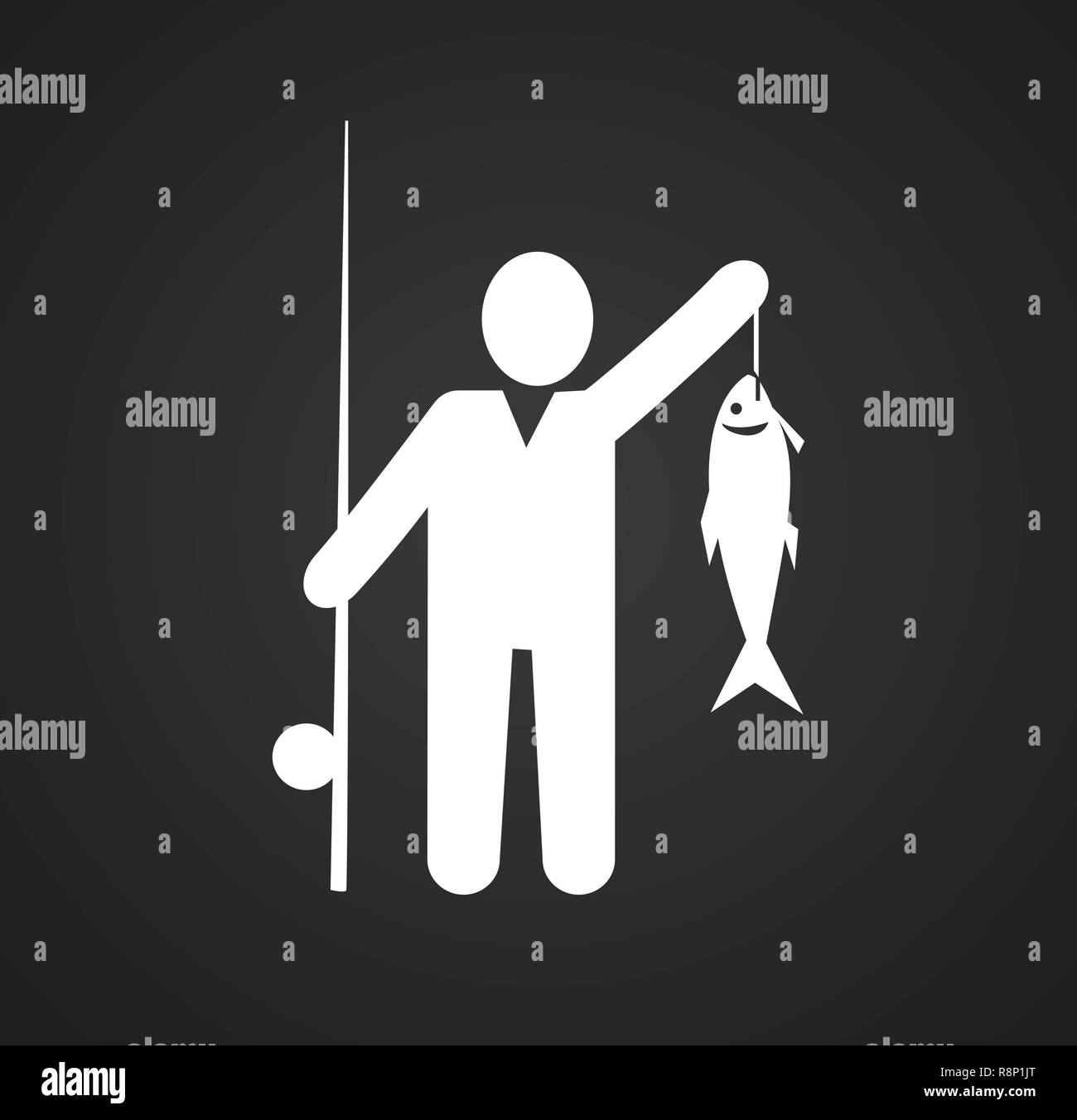 Fisherman icon on black background for graphic and web design, Modern ...