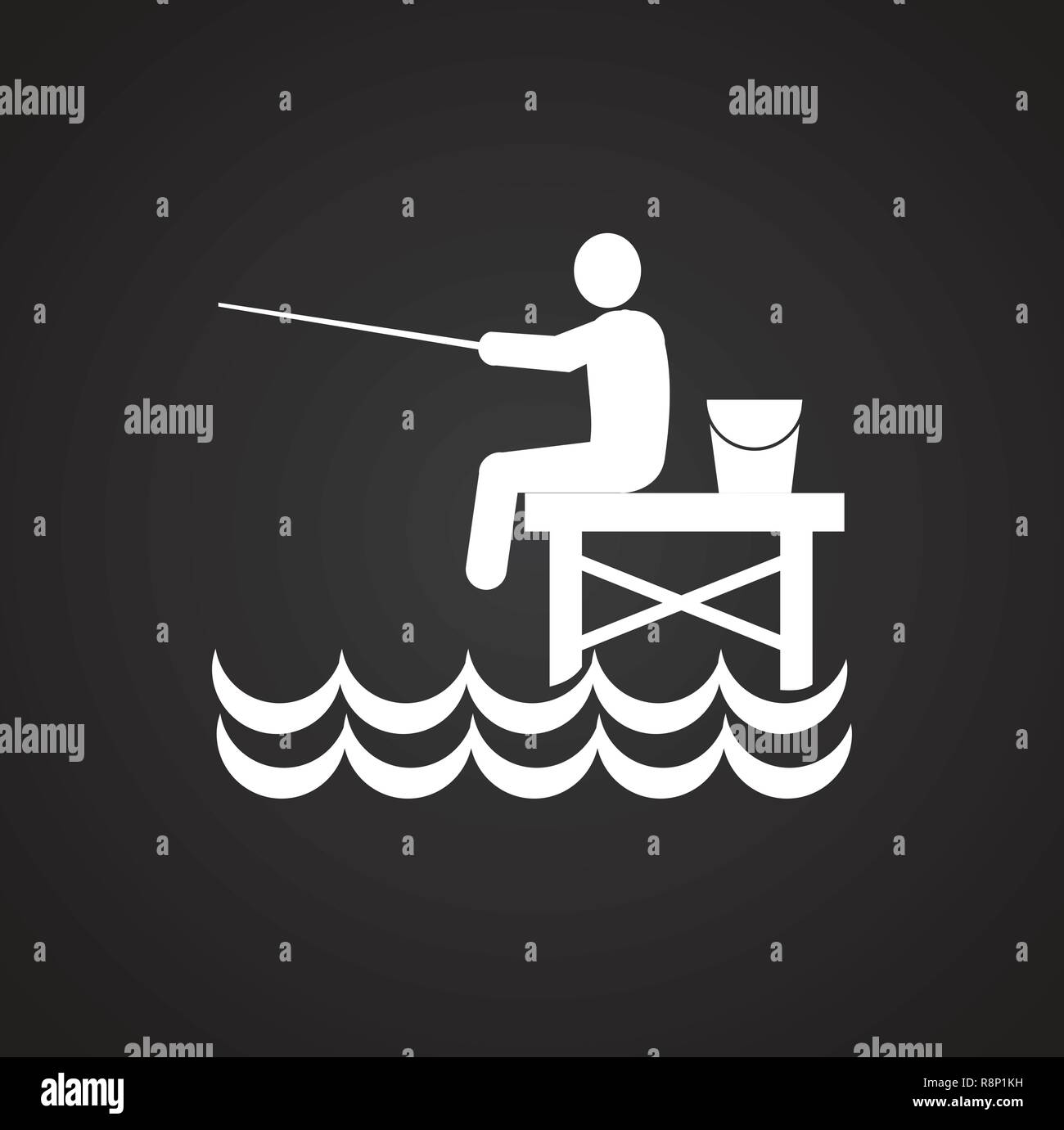 Fisherman icon on black background for graphic and web design, Modern ...