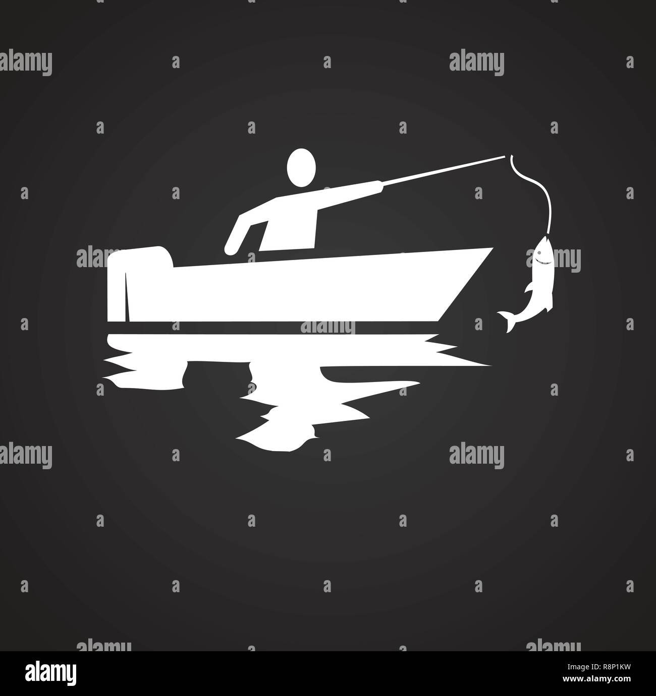Fisherman icon on black background for graphic and web design, Modern ...