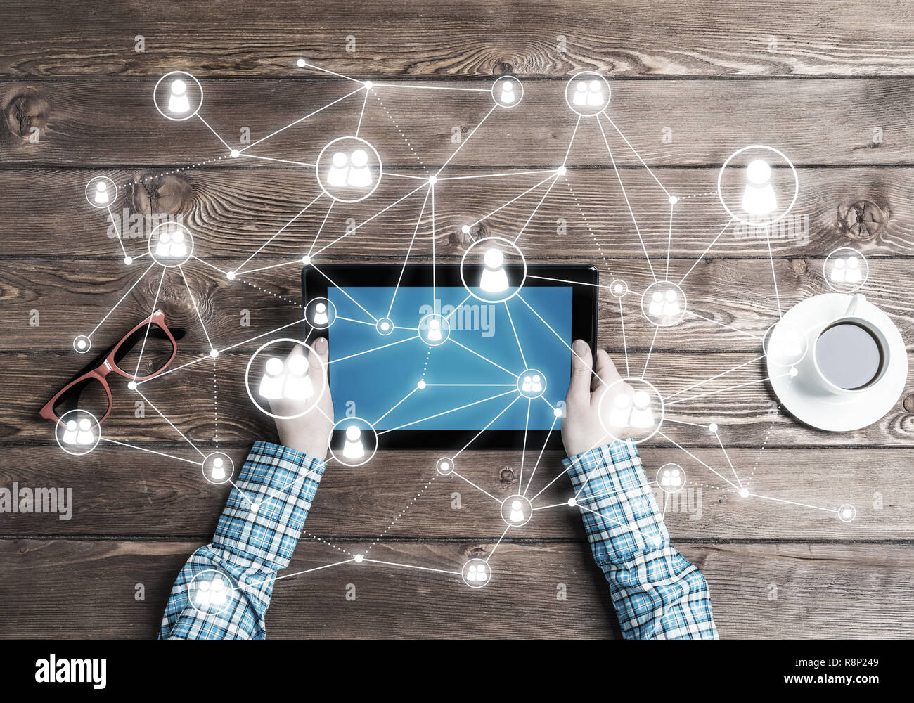 Concept of social communication and networking with social connection ...
