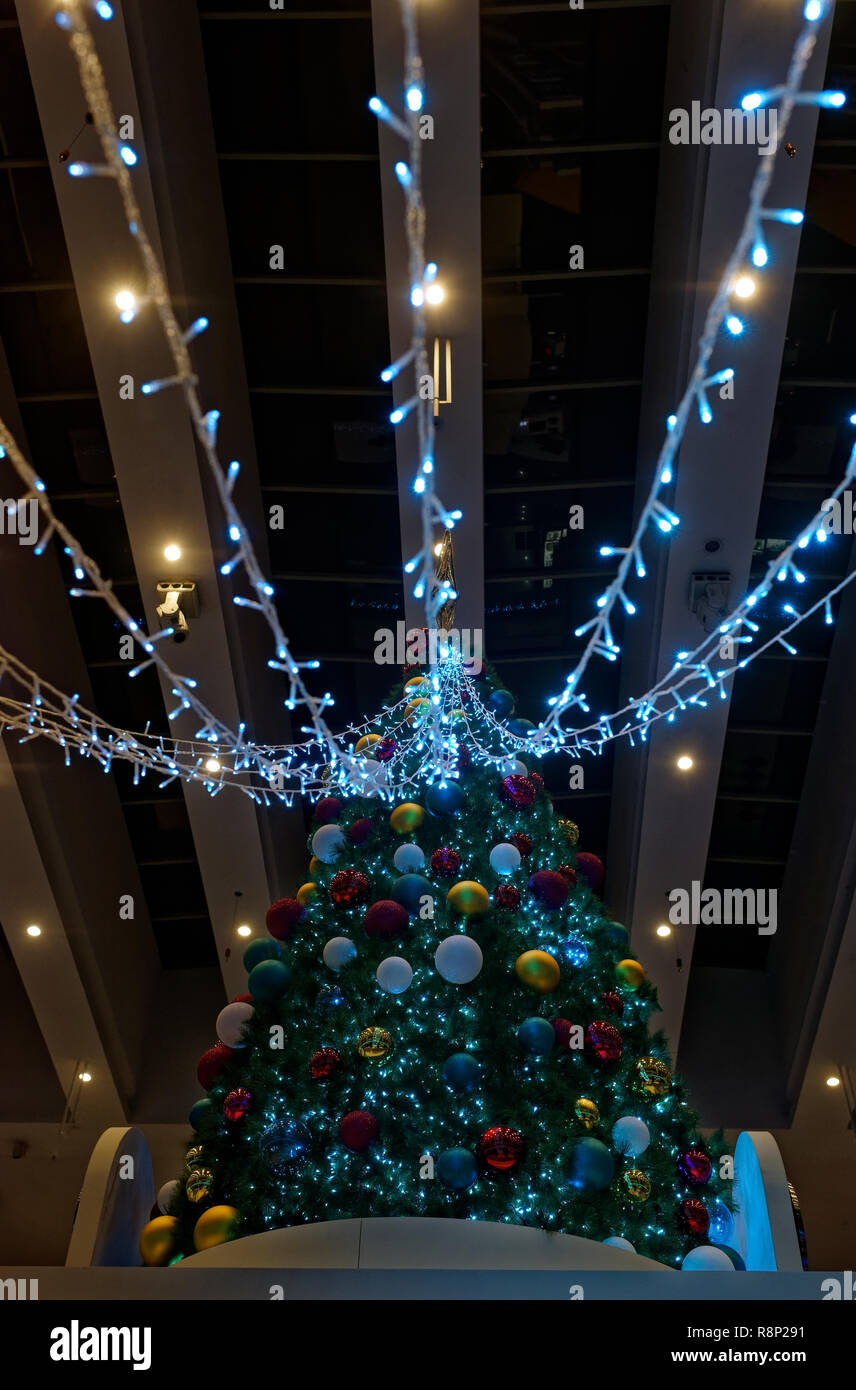 Christmas tree in a Singapore Shopping centre Stock Photo