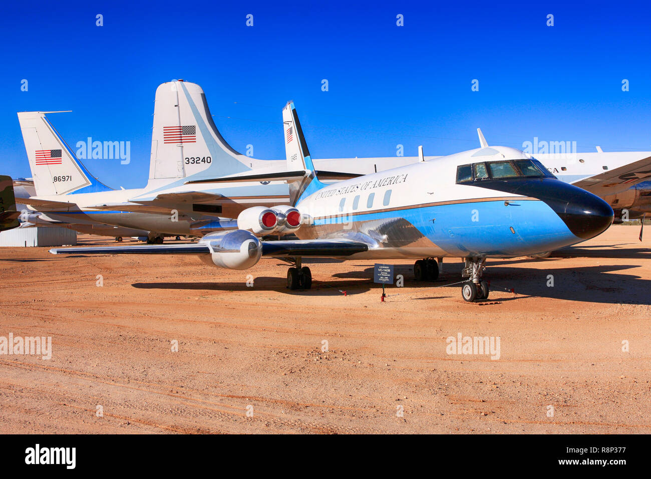 Lockheed VC-140B Jetstar Presidential flight aircraft on display at the Pima Air & Space Museum in Tucson, AZ Stock Photo