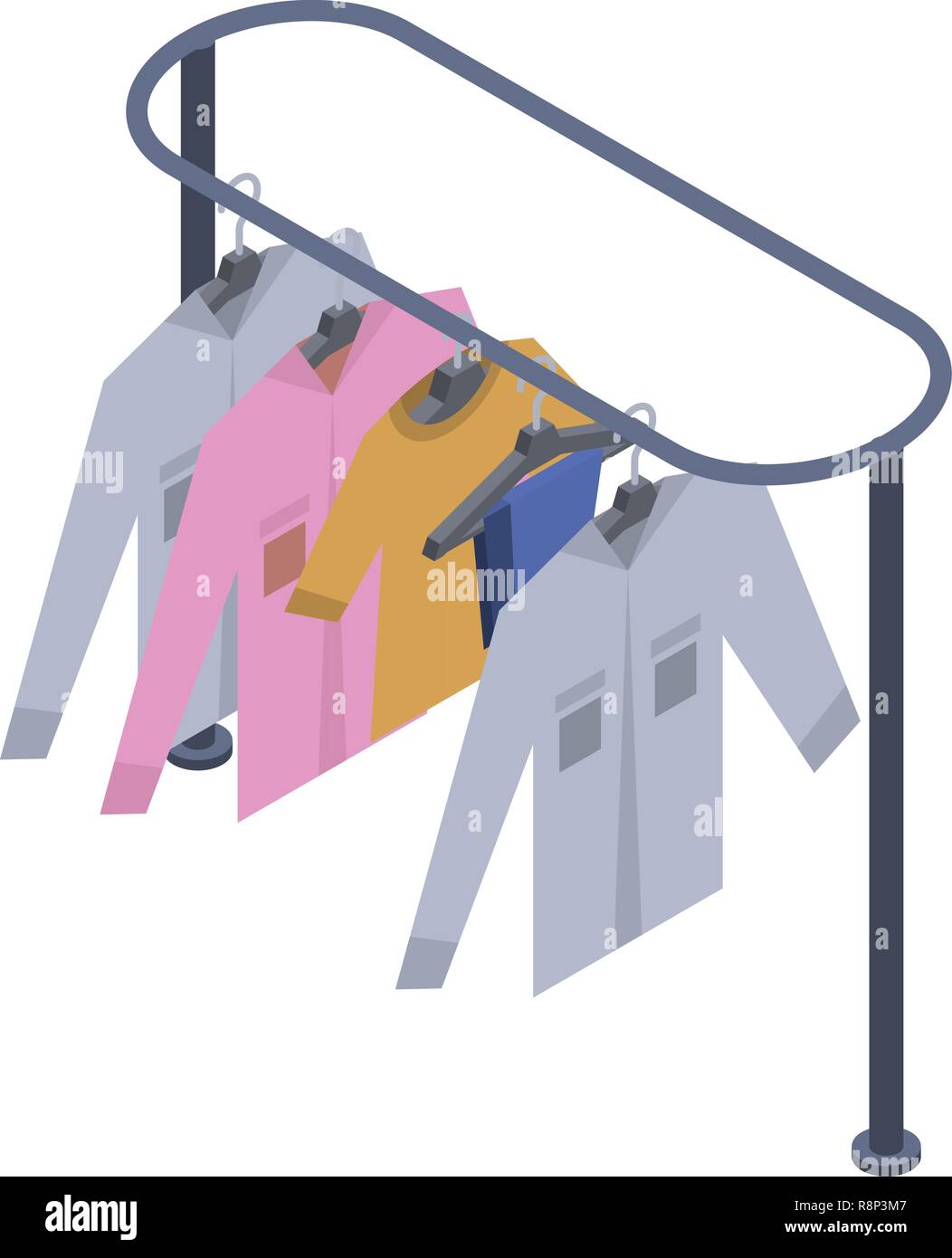 Stand hanger clothes icon, isometric style Stock Vector