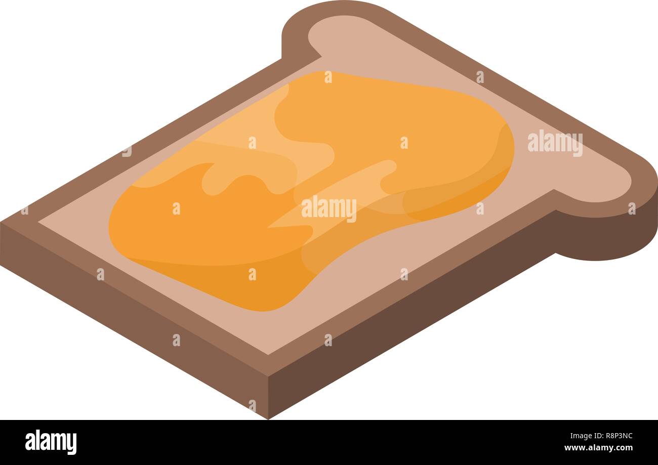 Honey on bread icon, isometric style Stock Vector