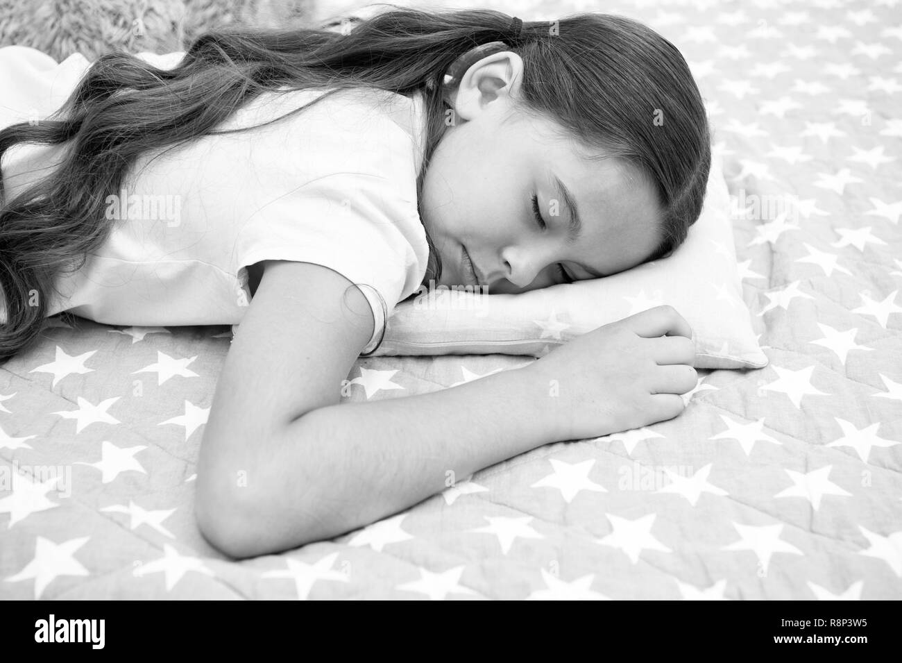 Healthy Sleep Tips Girl Sleeps On Little Pillow Bedclothes