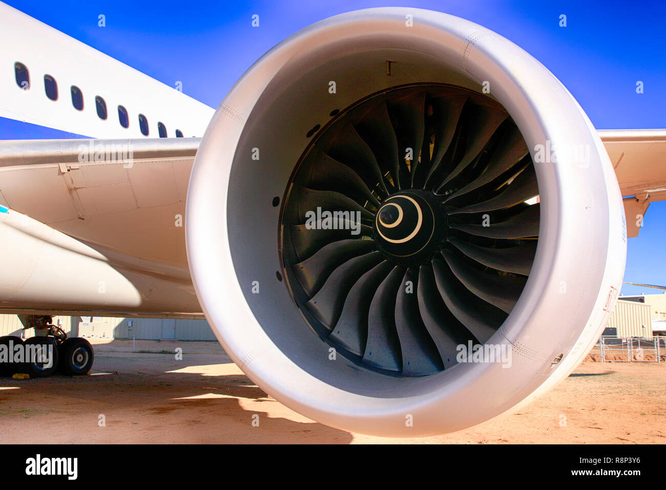 2009 Boeing 767 Dreamliner Rolls Royce Trent 600 jet engine on display at the Pima Air & Space Museum in Tucson, AZ Stock Photo