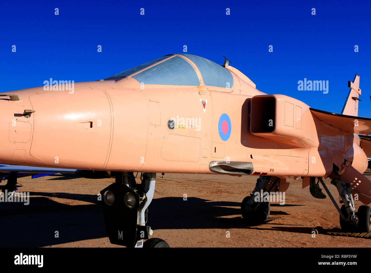 Desert-Pink RAF SEPECAT Jaguar GR1 fighter plane on display at the Pima Air & Space Museum in Tucson, AZ Stock Photo
