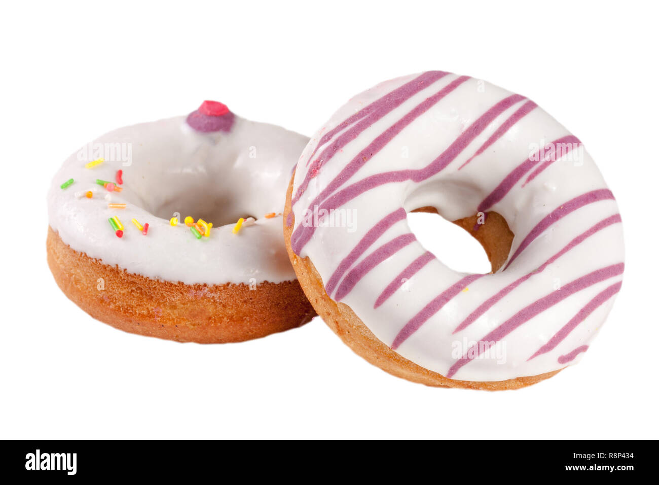 two glazed donut isolated on white background Stock Photo - Alamy