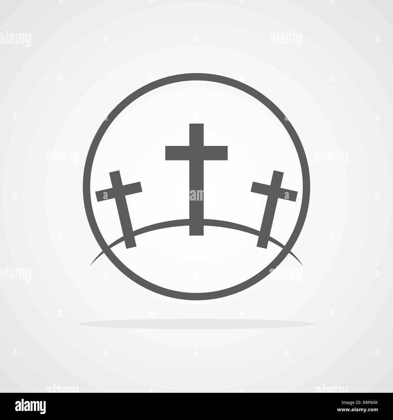 Calvary symbol in the circle. Vector illustration. Gray icon of ...