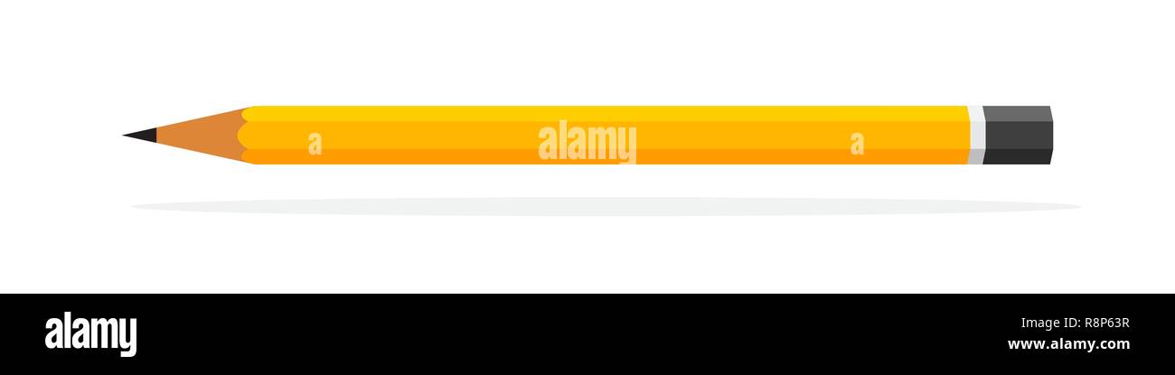 Pencil icon in flat design. Vector illustration. Pencil on white ...