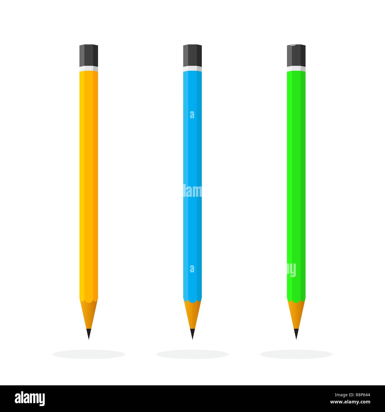 Pencil icons. Vector illustration. Set of pencils on white background ...