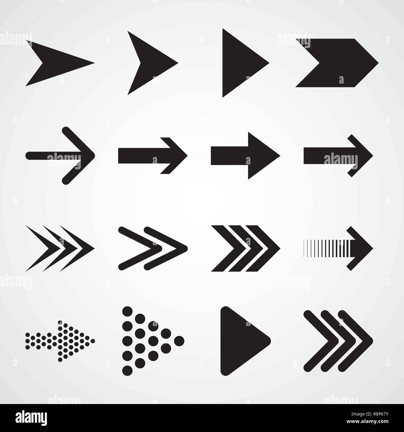 Set of black arrows. Vector illustration. Arrows collection isolated on ...