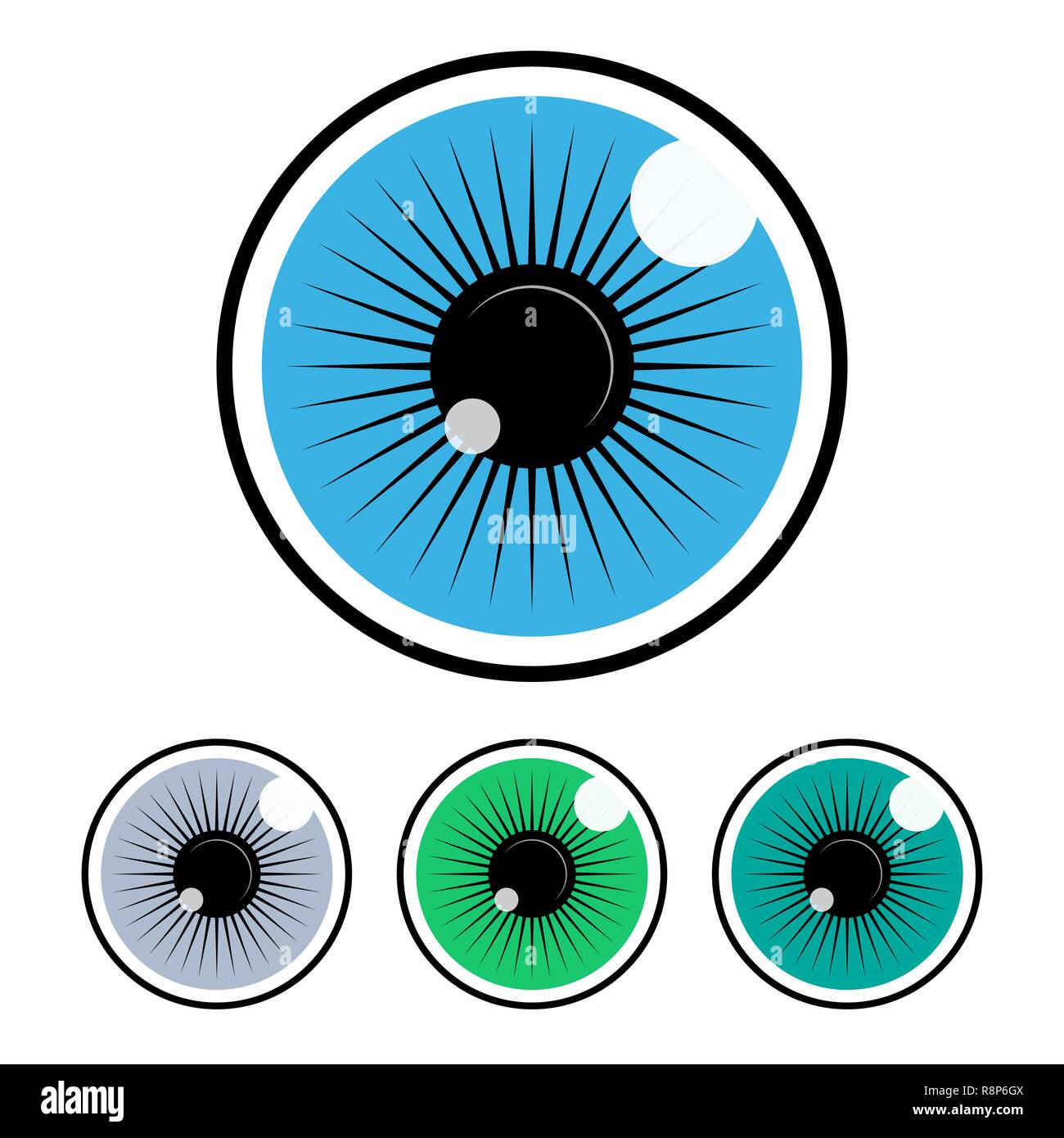 Set of Eye icons in flat design. Vector illustration. Collection of colored eyeball Stock Vector