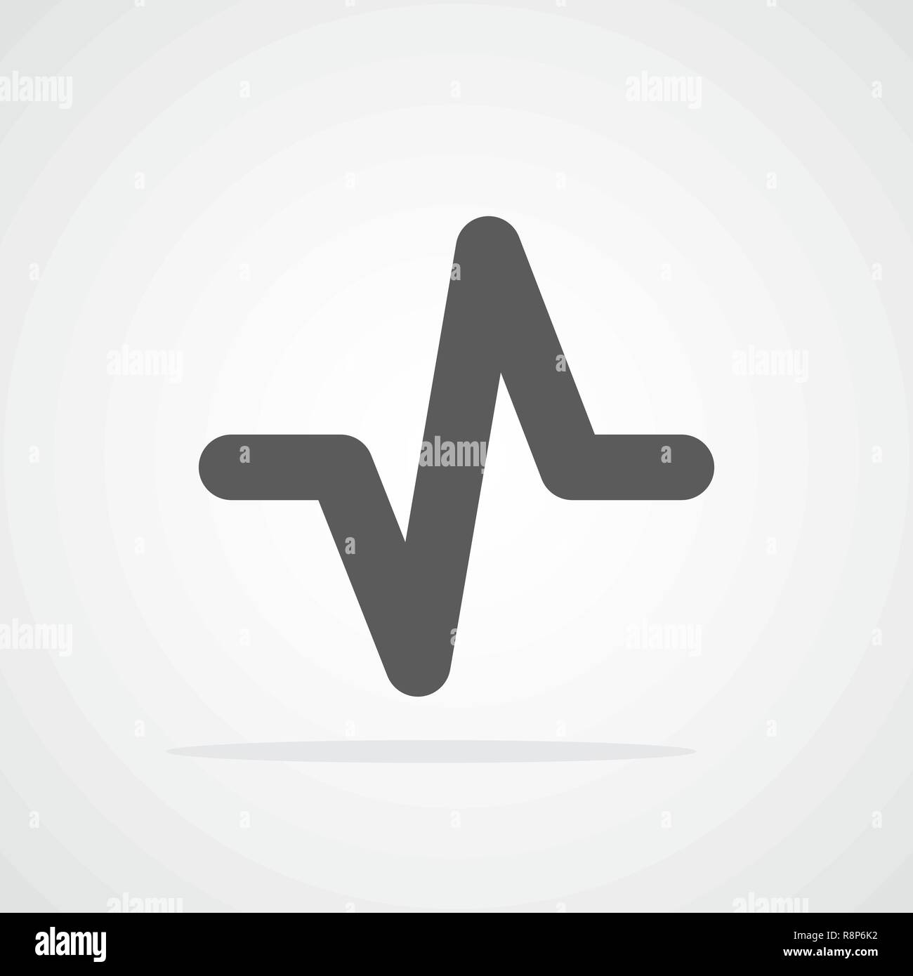Gray heartbeat icon in flat design. Vector illustration. Heartbeat sign ...