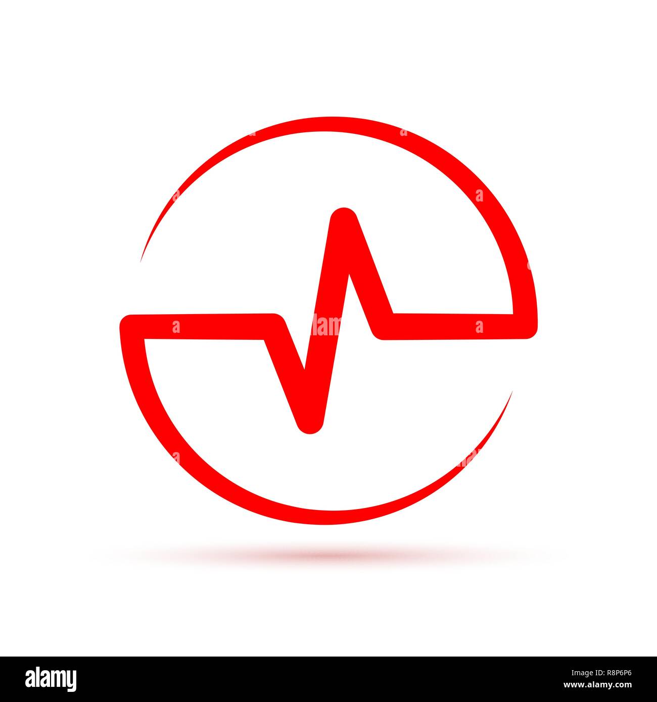 Red Heartbeat icon in the circle. Vector illustration. Medical concept