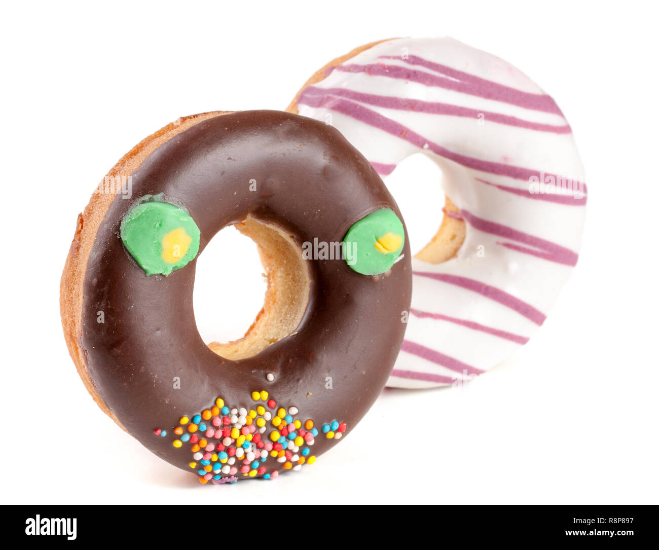 two glazed donut isolated on white background Stock Photo - Alamy