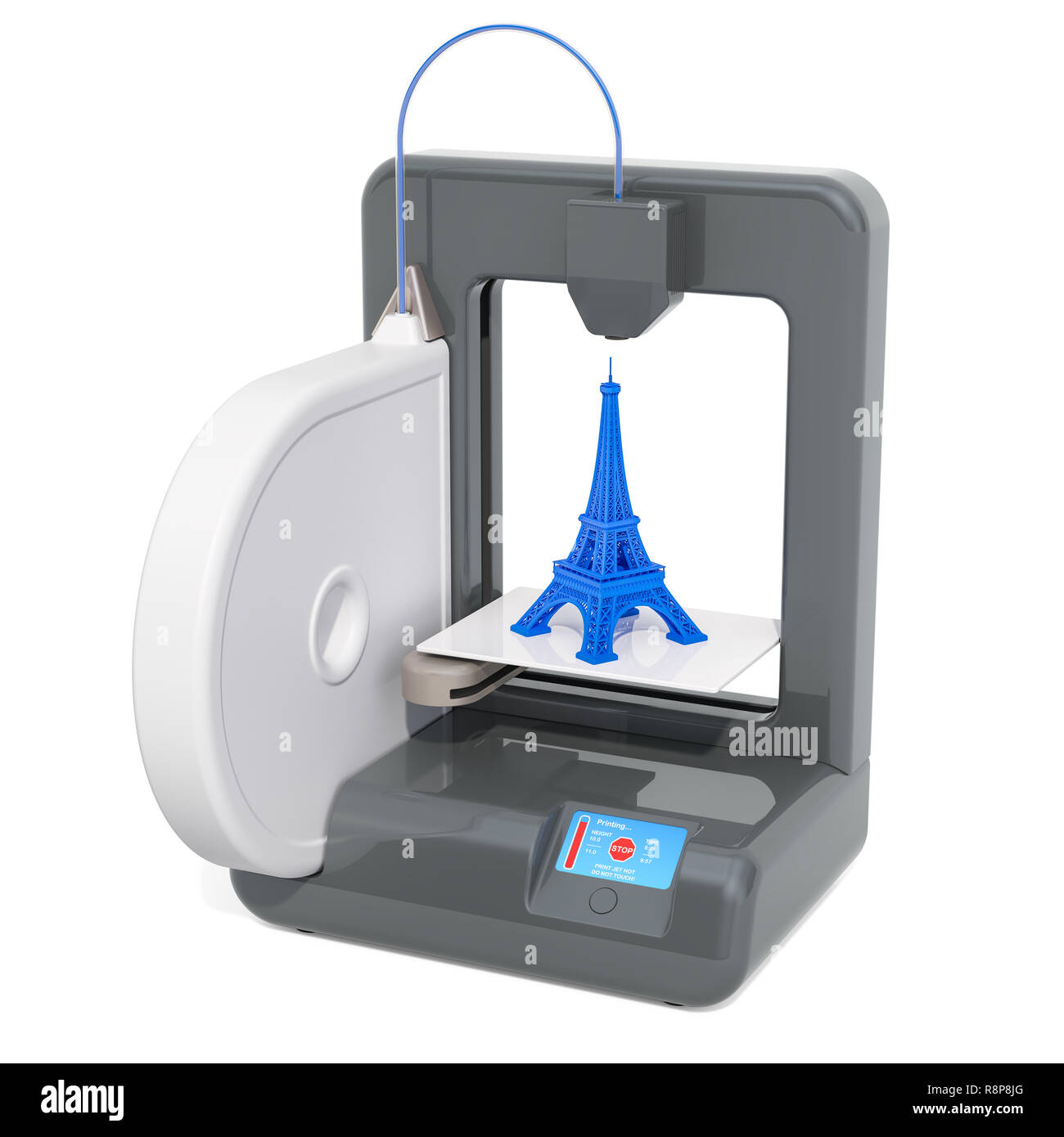 3d printer build Eiffel Tower Model, 3D rendering Stock Photo