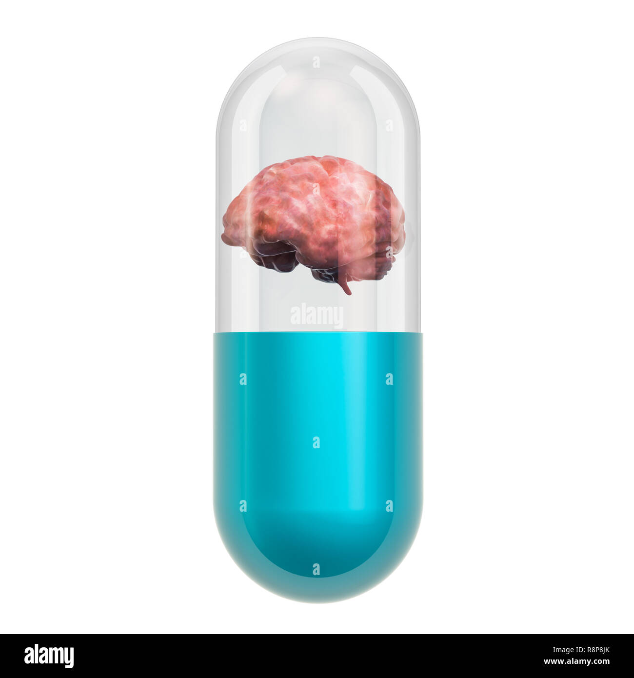 Drugs for Brain Diseases concept. 3D rendering isolated on white background Stock Photo