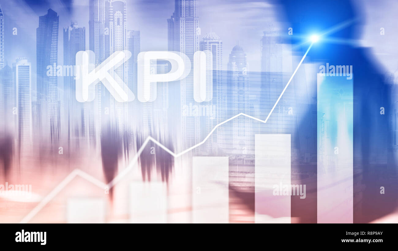 KPI - Key performance indicator graph on blurred background. Stock Photo