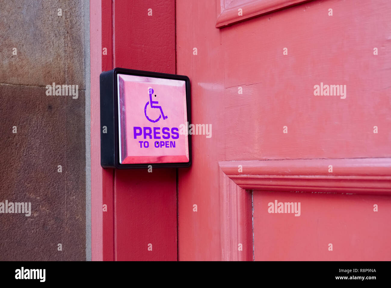 Press open disabled automatic door hires stock photography and images