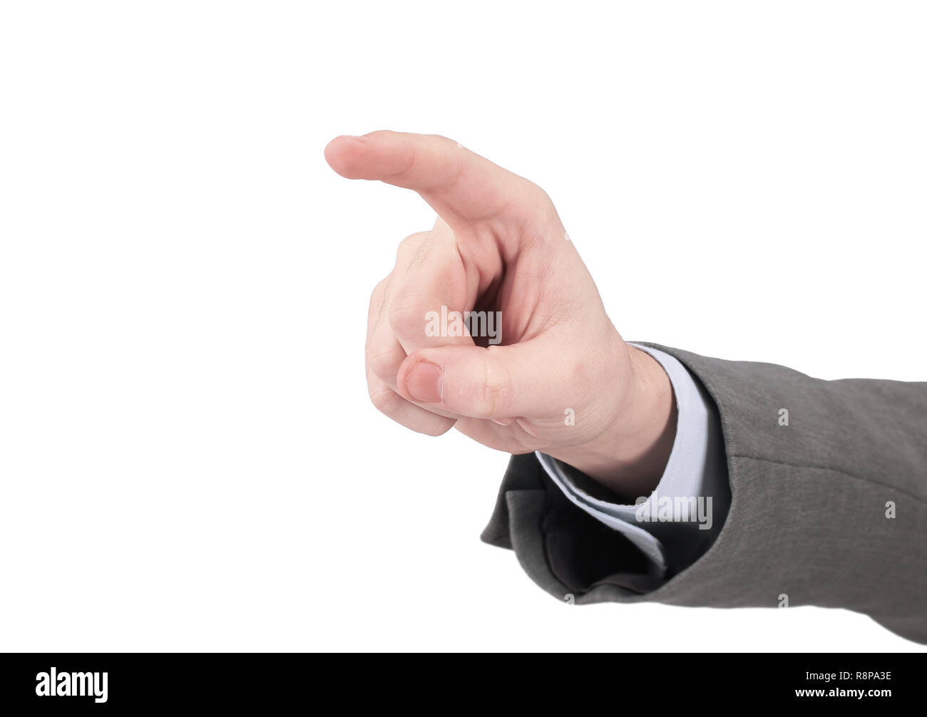 closeup. businessman points to a copy space. isolated on white ...