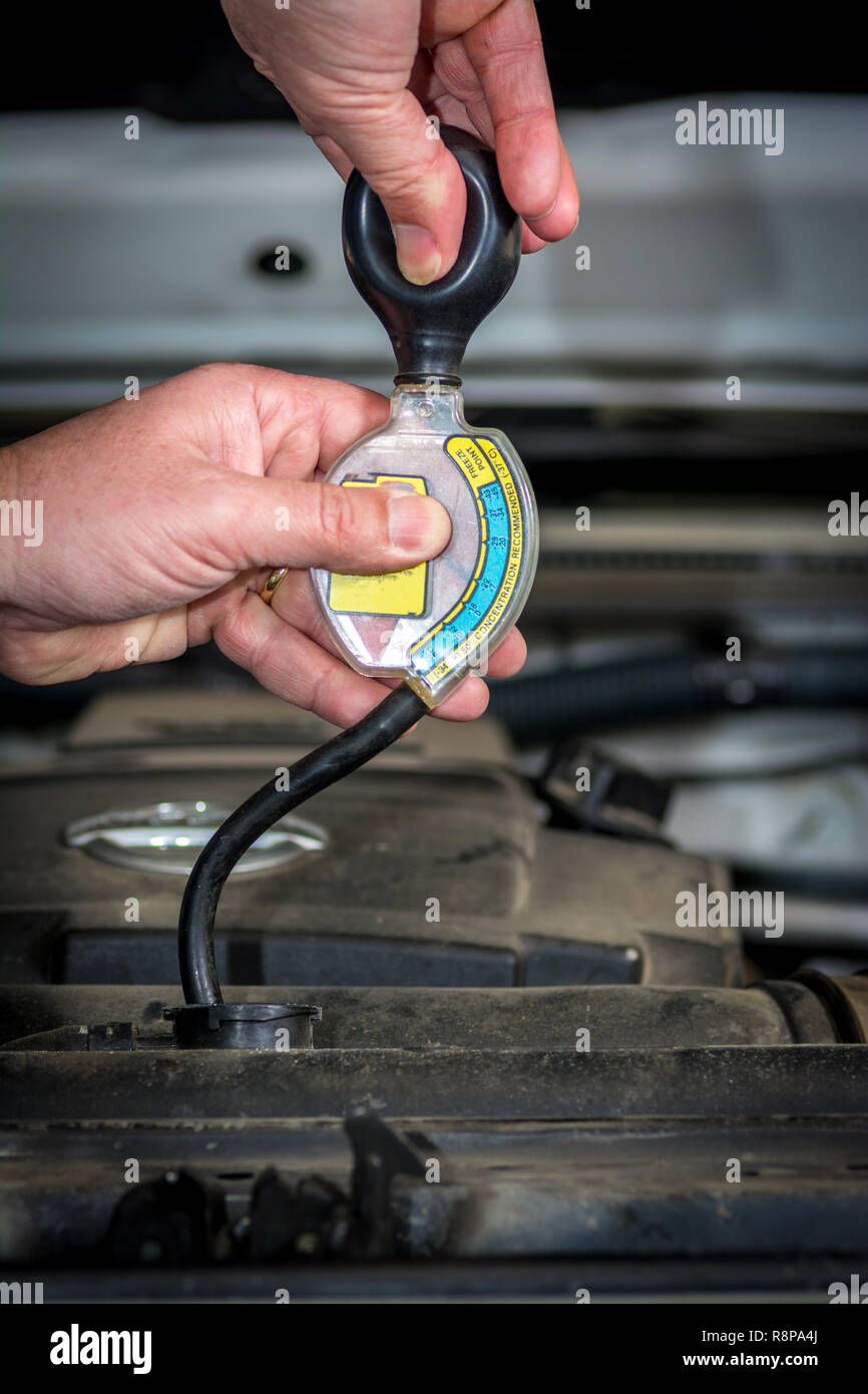 Plastic Anti freeze meter used to determine the health of a truck Stock