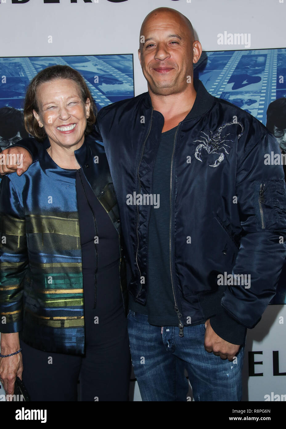 HOLLYWOOD, LOS ANGELES, CA, USA - SEPTEMBER 26: Delora Vincent, Vin Diesel arrive at the Los Angeles Premiere Of HBO's 'Spielberg' held at Paramount Studios on September 26, 2017 in Hollywood, Los Angeles, California, United States. (Photo by Xavier Collin/Image Press Agency) Stock Photo