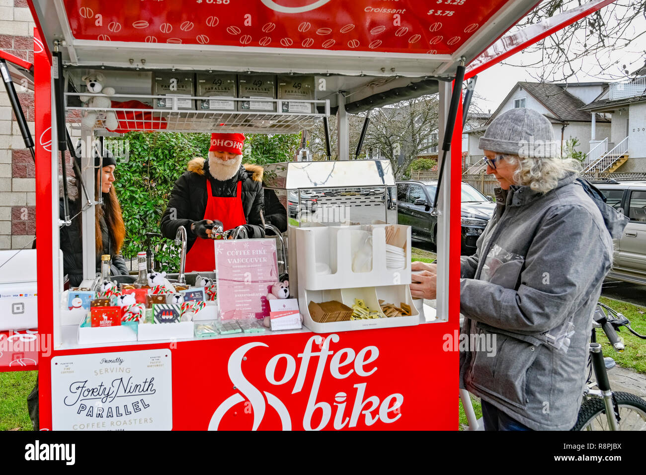 Coffee Bike, mini Food Truck, Vancouver, British Columbia, Canada Stock Photo
