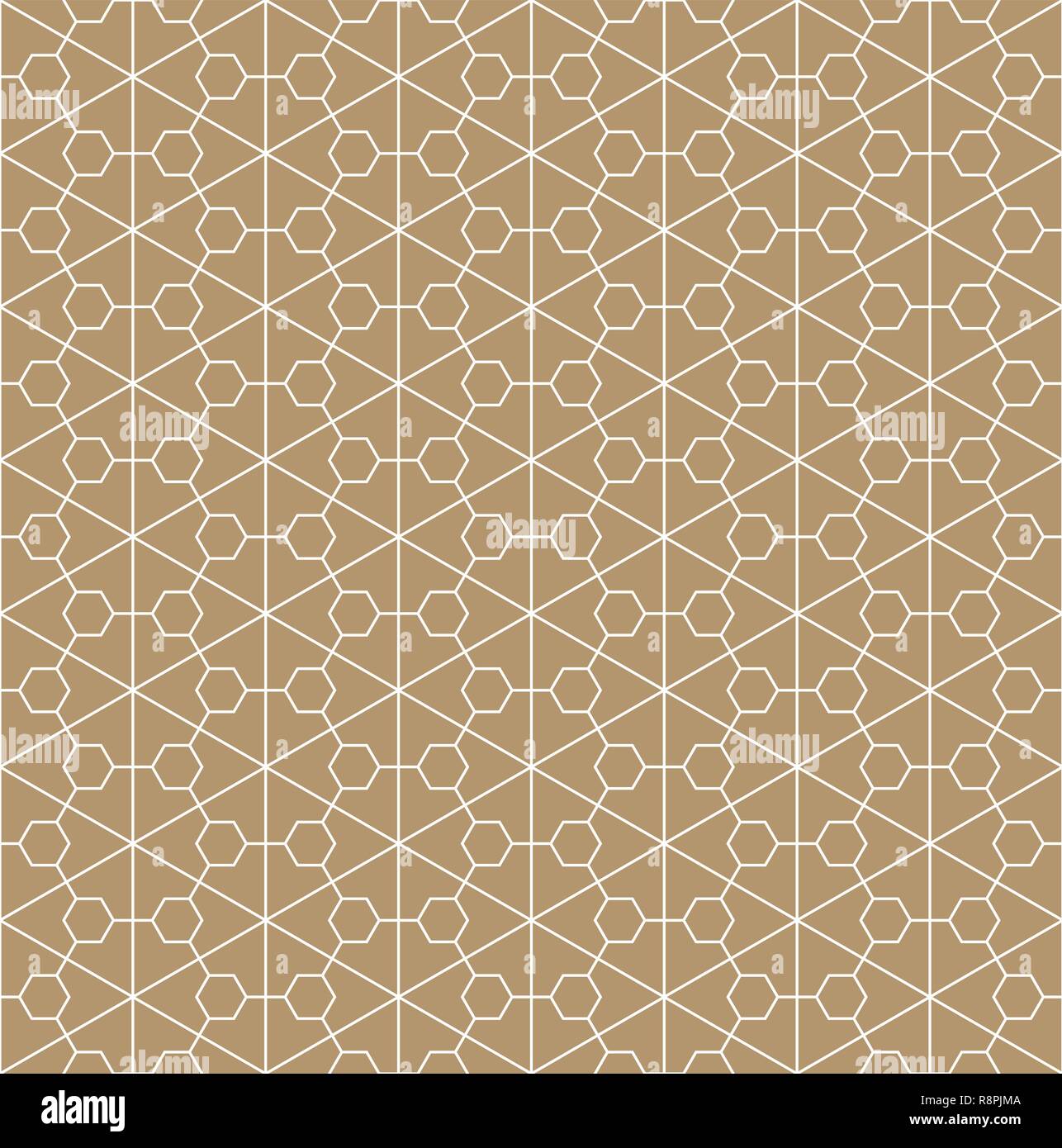 Seamless pattern based on Japanese ornament Kumiko.Gold background