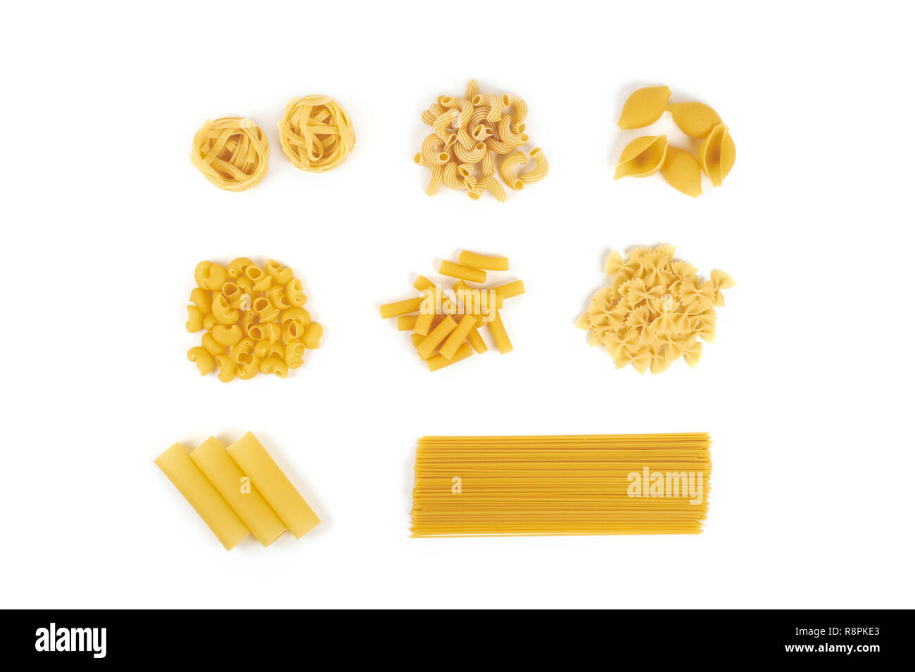 Collection of italian pasta portion isolated on white background Stock Photo Alamy