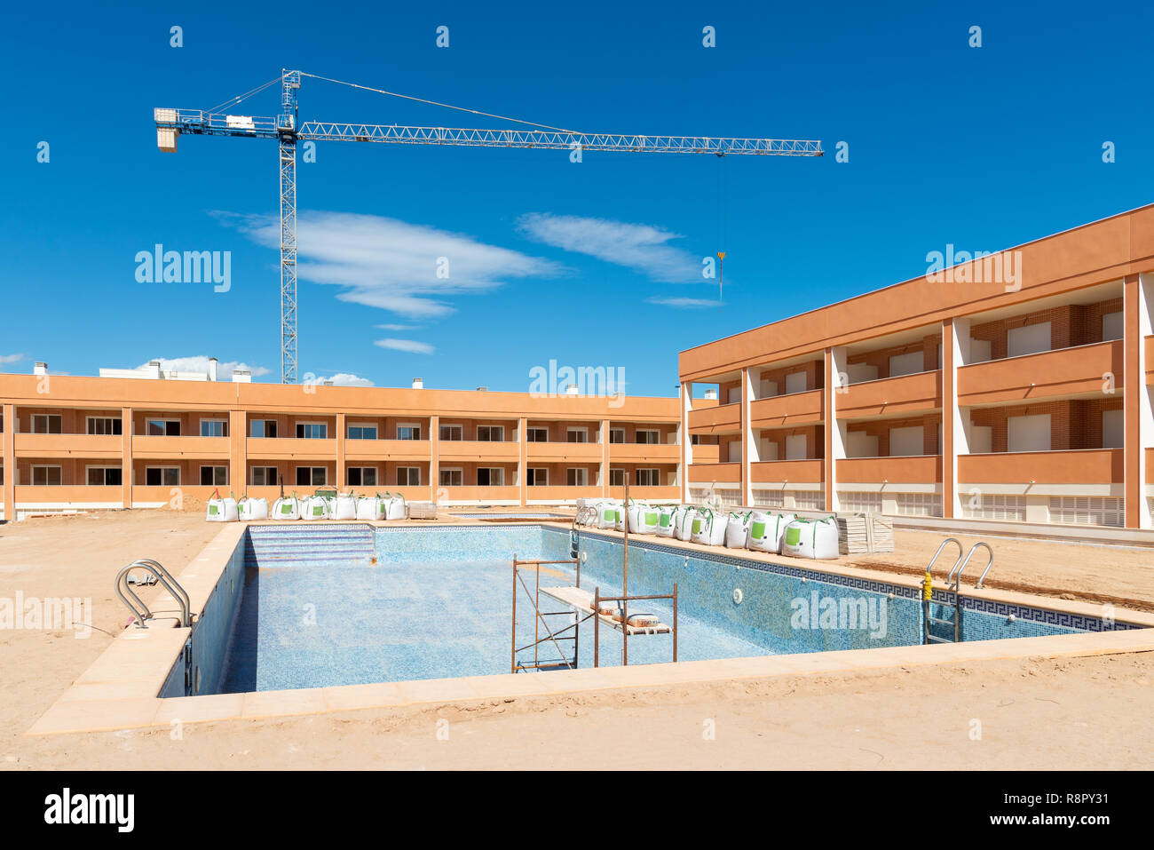 Property development under construction in new town of Gran Alacant close to Alicante, Costa Blanca, Spain Stock Photo