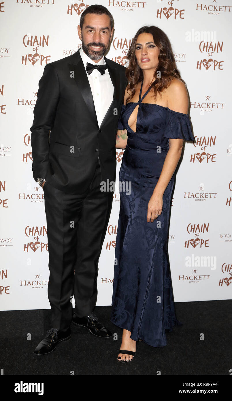 Nov 16, 2018  - Robert Pires and Jessica Le Marie Pires attending Chain of Hope Gala Ball, Old Billingsgate in London, UK Stock Photo