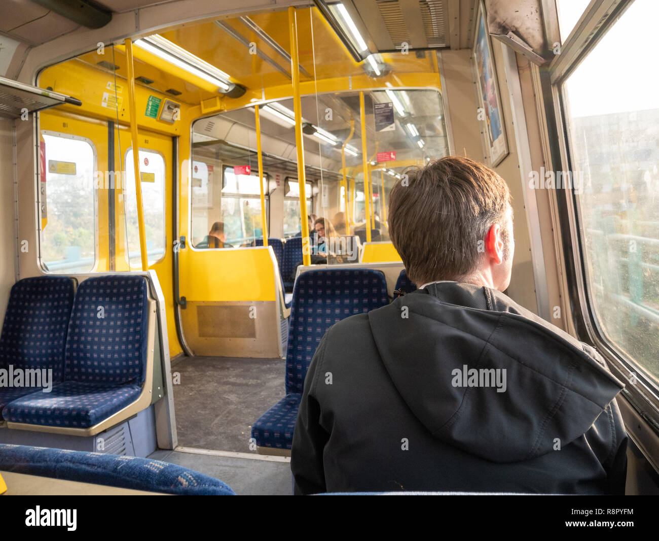 Travelling on a Great Northern Line Train into central London, UK Stock Photo