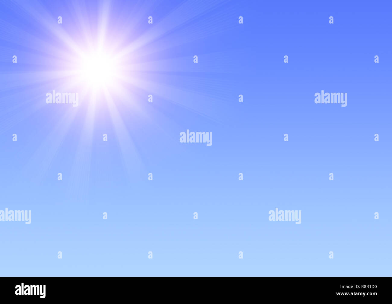 Bright sun in the blue sky Stock Photo - Alamy