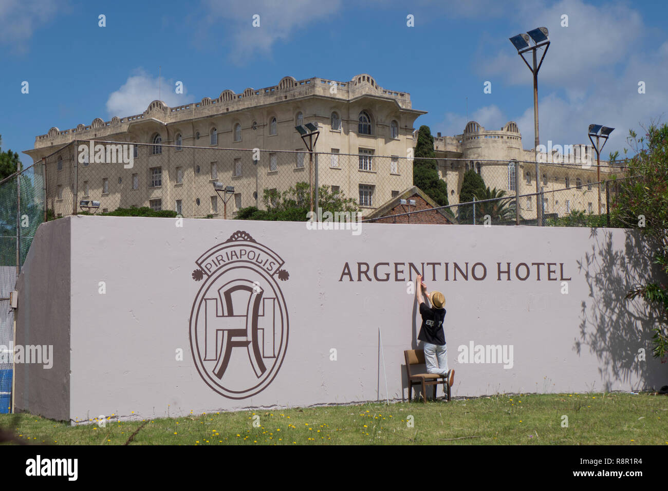 Grounds of the Argentino Hotel Casino & Resort, Piriápolis,Uruguay, a refurbished 1930s hotel turned into a luxury spa resort Stock Photo