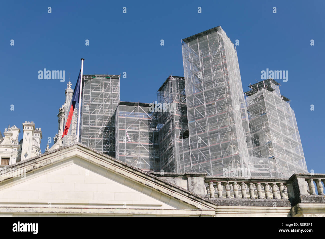 Restoration work on the roof of the Château de Chambord in the Loire Valley, France, Stock Photo