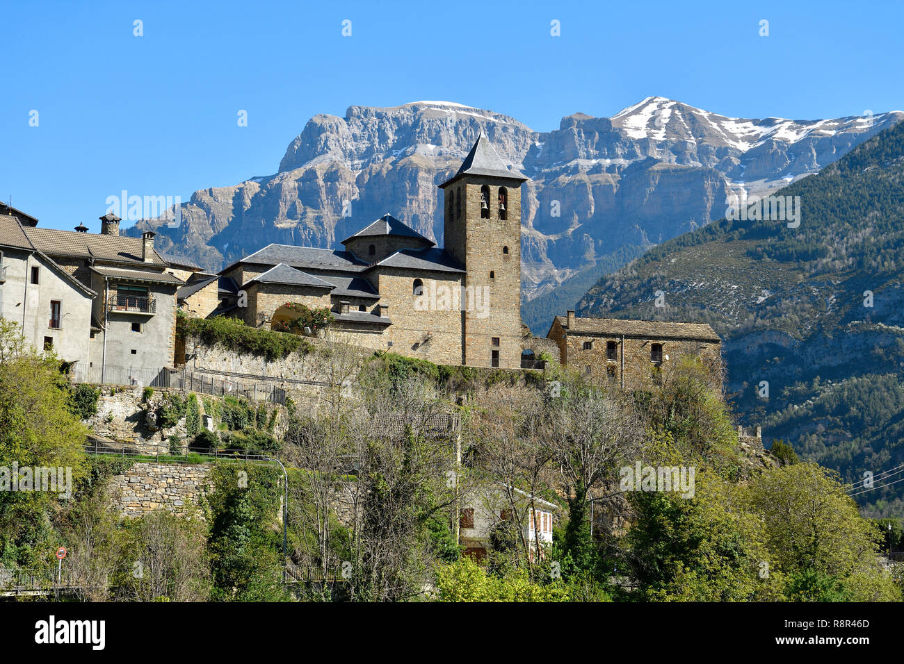 Spain, Aragon, Huesca province, Ordesa and Monte Perdido national park (Ordesa y Monte Perdido Parque Nacional), listed as World Heritage by UNESCO, Torla village Stock Photo