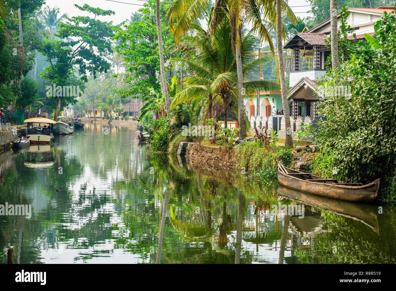 India, state of Kerala, Kumarakom, village set in the backdrop of the