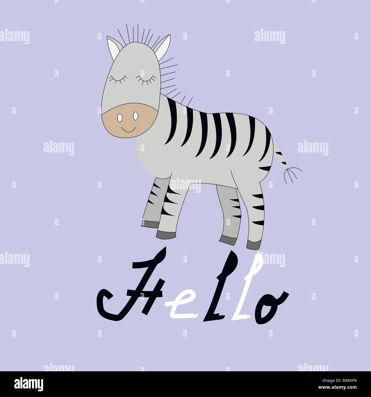 Cute cartoon zebra. Vector print illustration Stock Vector Image & Art ...