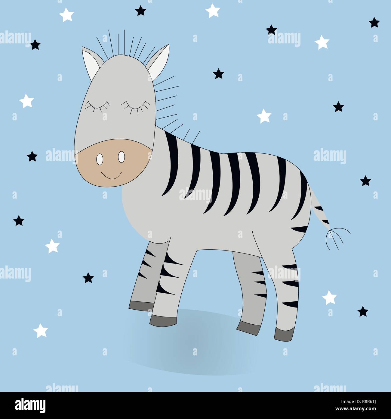 Cute cartoon zebra. Vector print illustration Stock Vector Image & Art ...