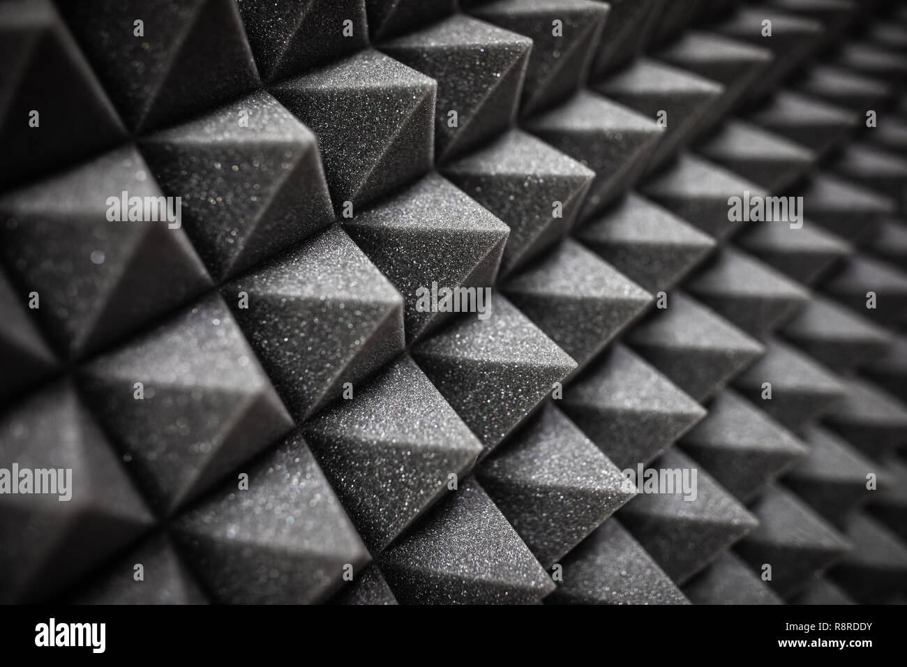 Foam soundproofing coating closeup. Recording studio details Stock