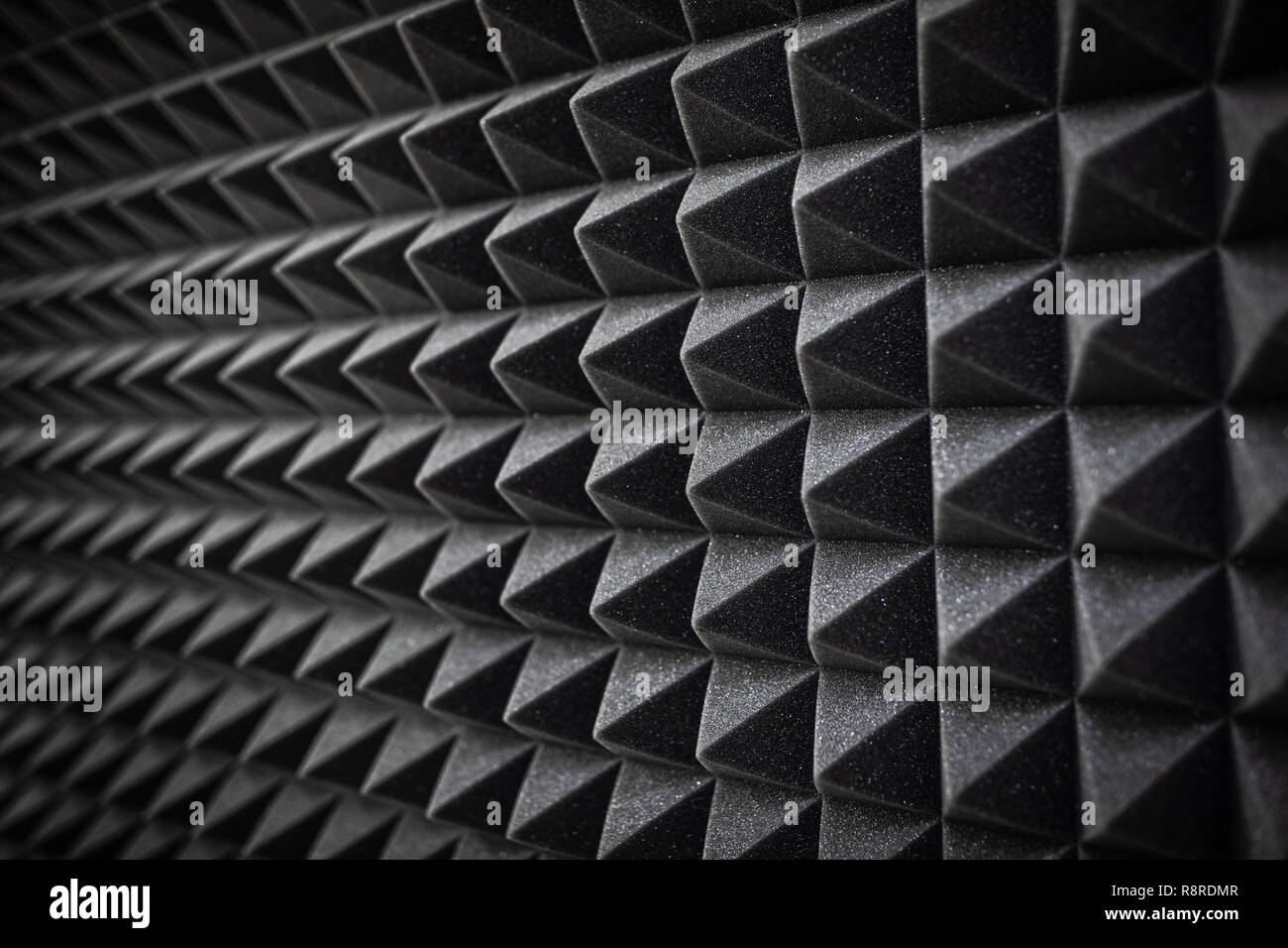 Foam soundproofing coating close-up. Recording studio details Stock Photo