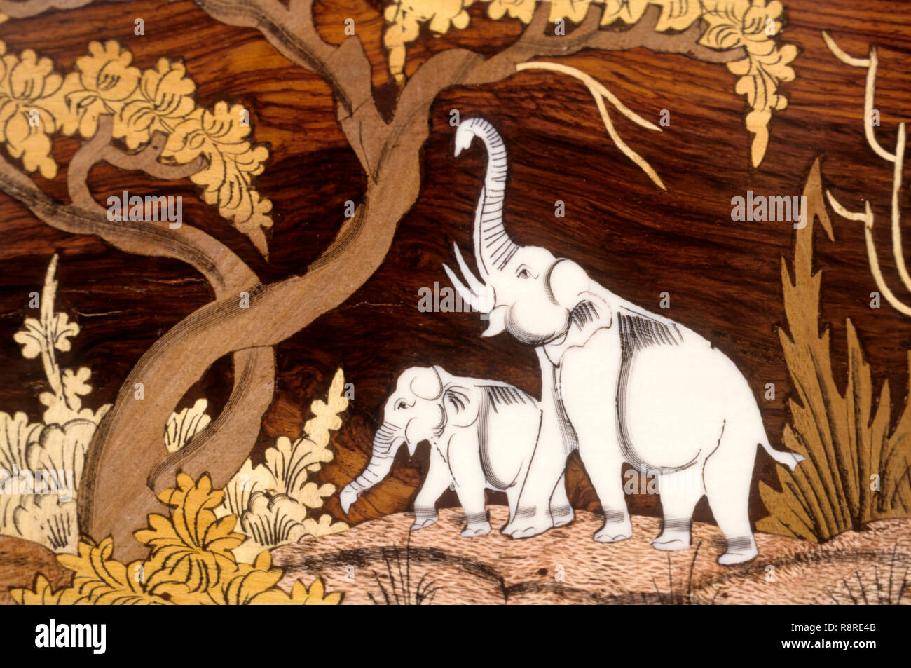 wood carving, karnataka, india Stock Photo