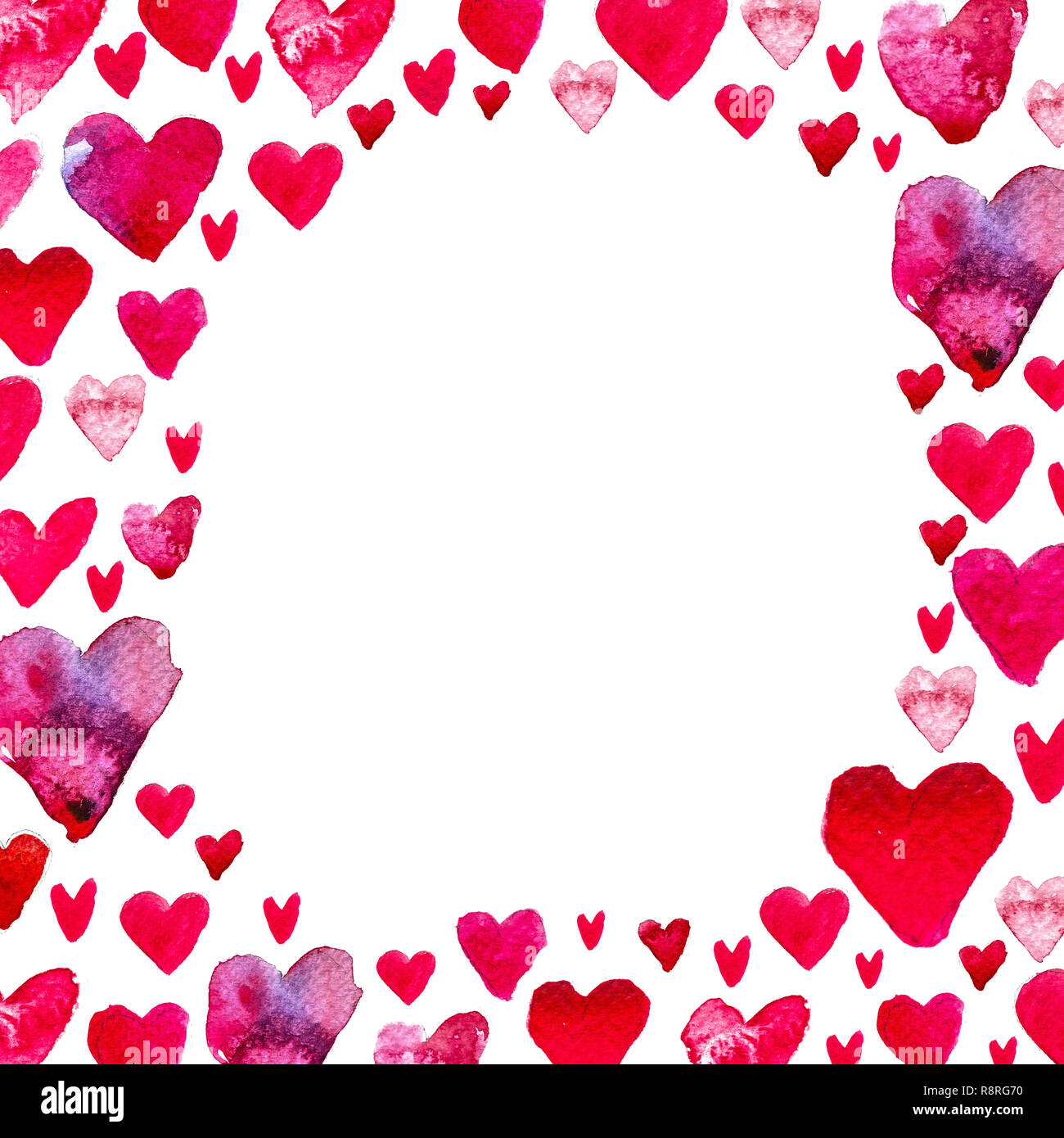 Red Hearts frame isolated on white background Stock Photo - Alamy