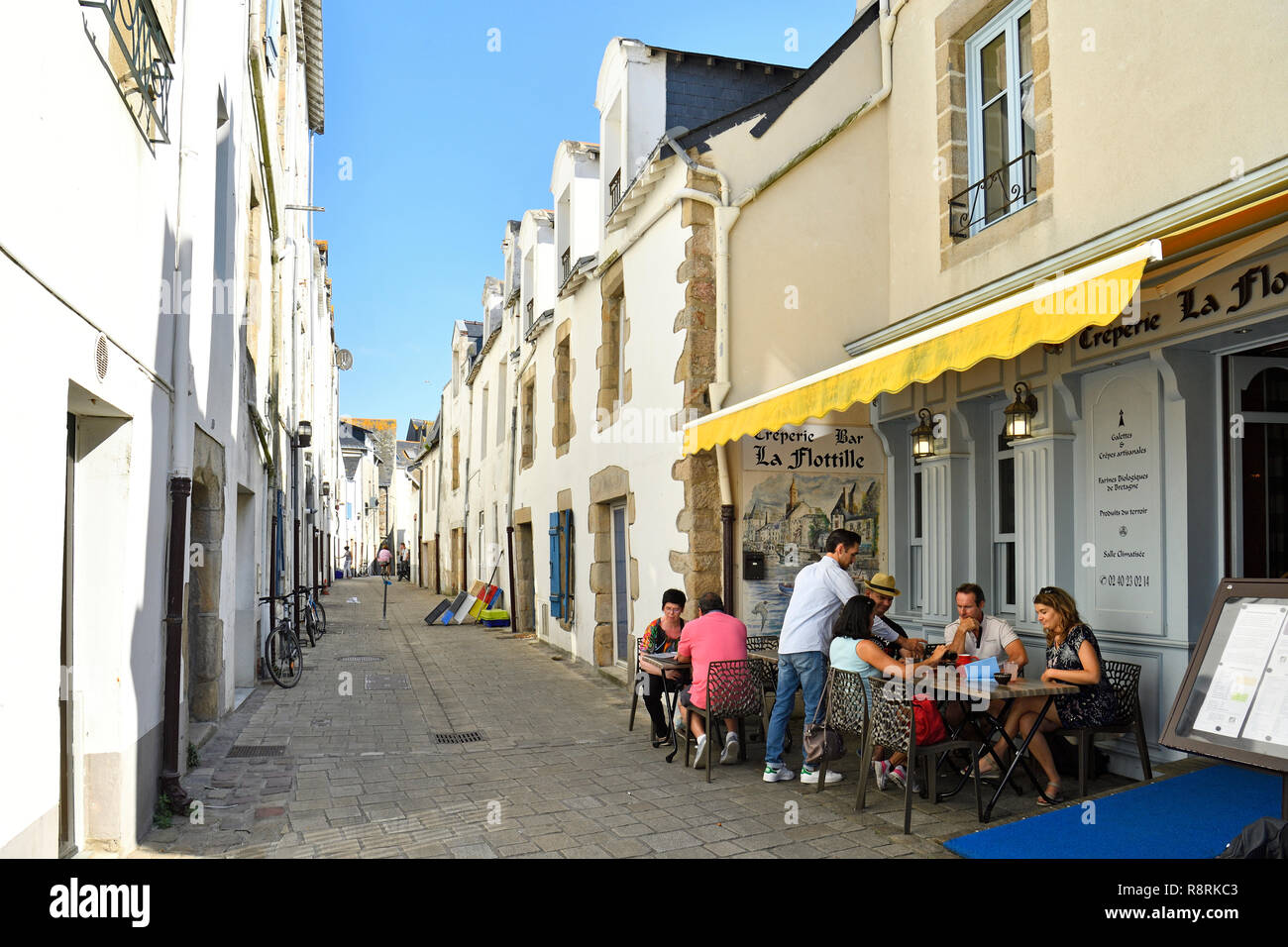 France, Loire-Atlantique, Guerande peninsula, Le Croisic, small street of the old city Stock Photo