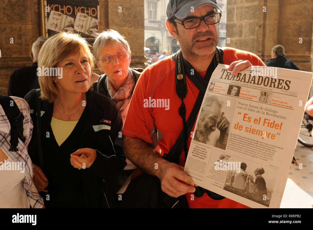 Fidel Castros TV-Talk with cuban intellectuales is in the newspaper the top story Stock Photo