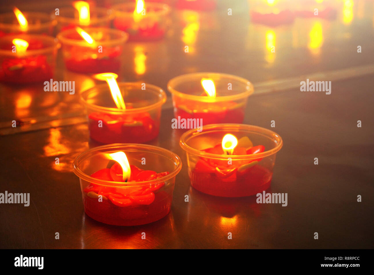 Close up candle in shrine,chinese new year theme Stock Photo